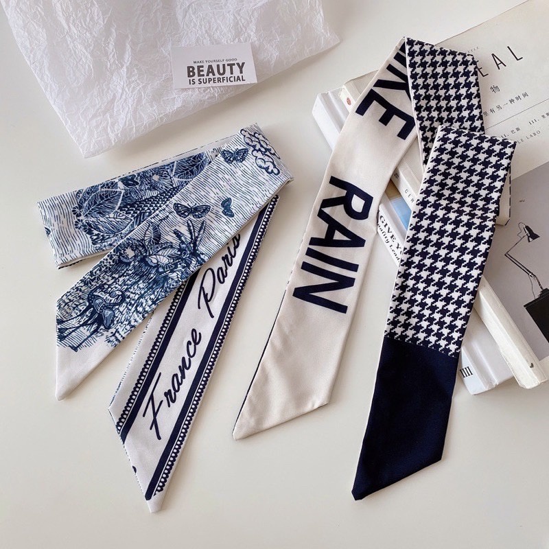 ผ้าผูกผม ที่คาดผม ที่คาดศีรษะผ้าไหมหางม้า สไตล์ฝรั่งเศสสําหรับผู้หญิง F09 - รูปที่ 3