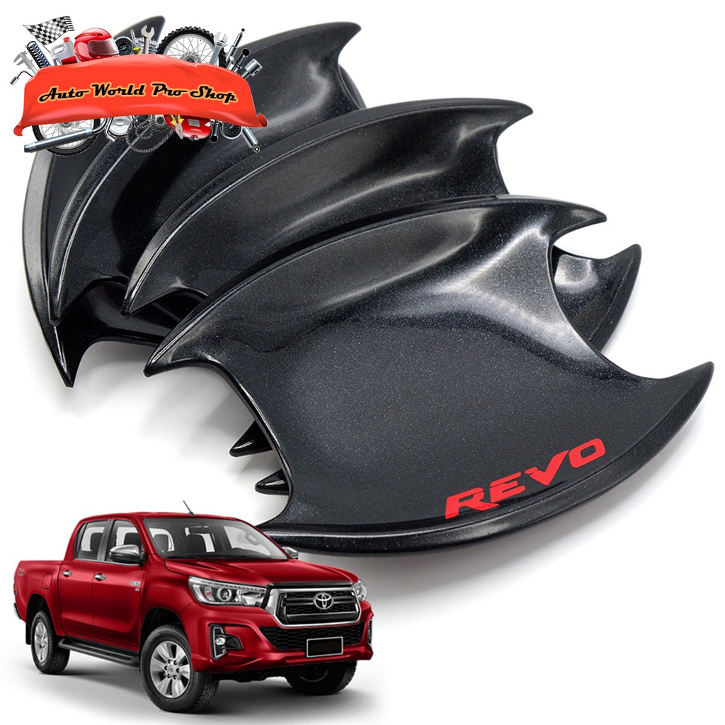 เบ้ากลม ดำเงา+โลโก้แดง "REVO" Toyota  Hilux Revo Rocco ปี 2015-2018