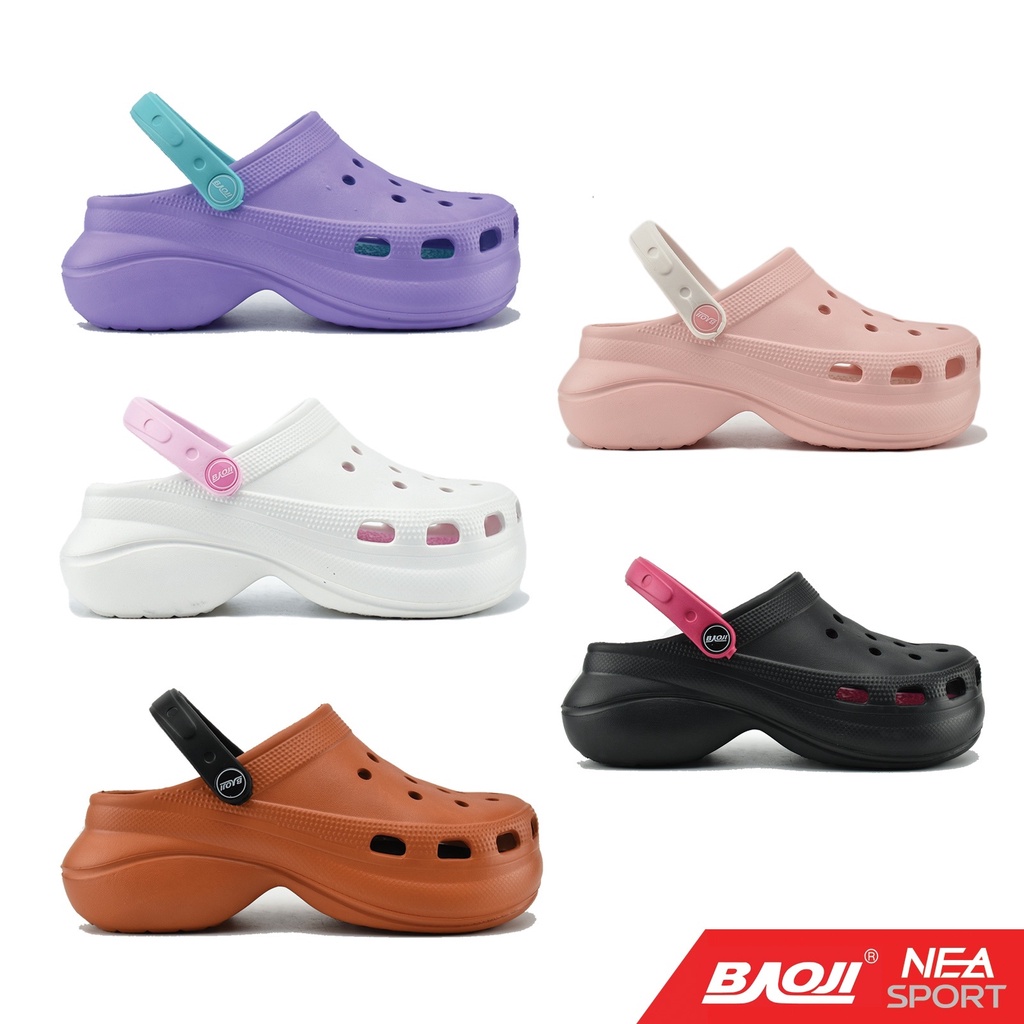 รุ่นใหม่ มาแรง! BAOJI BO37-114 Clog Bae - Minimal Platform รองเท้า แตะ หัวโต พื้นหนา บาโอจิ แท้
