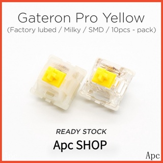 [Factory Lubed] Gateron Pro สวิทช์กลไกลสีเหลืองสําหรับคีย์บอร์ด Mechanical Milky / Smd ตัวแป้นพิมพ์ Pcb (5 ขา)