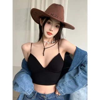Cicishop(1833)บราสายเดี่ยว ท็อปครึ่งตัว ทรงสวย มีฟองน้ำในตัว