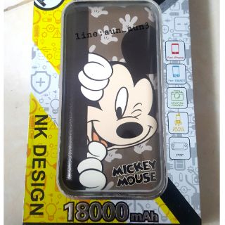 แบตสำรอง Power bank มิกกี้เม้าส์ สุดท็อป ความจุ 18000 mAh  Mickey mouse  แถมสายชาร์จในกล่อง