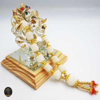 Ananta Ganesh ® พวงมาลัย handmade มุก ลูกปัดทอง (อินเดียแท้) ขนาด 5" พระพิฆเนศ พระแม่ลักษมี พระแม่อุมาเทวี Ma06 MAP