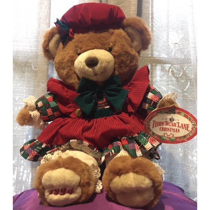 พร้อมส่งทันที Rare Vintage 1994 A TEDDY BEAR LANE Kmart Christmas Brown