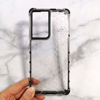 เคสโปร่งแสง ลายรังผึ้ง สําหรับ Samsung Galaxy S21 Ultra