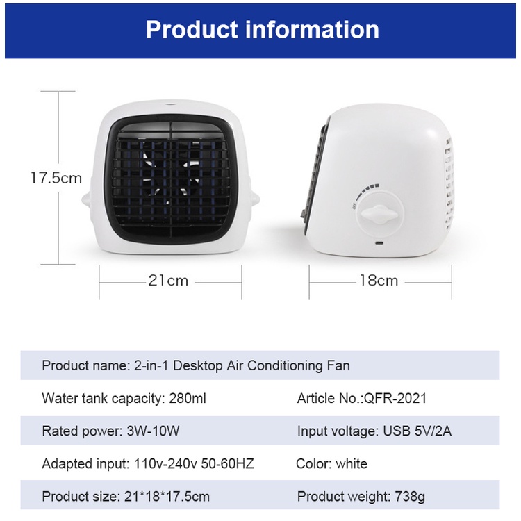 USB Mini Desktop Air Cooler Portable Desktop Humidification Fan Office ...