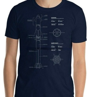 [COD]พร้อมส่ง เสื้อยืดแขนสั้น คอกลม ผ้าฝ้าย 100% พิมพ์ลาย Spacex Starship สีฟ้า แฟชั่นฤดูร้อน สําหรับผู้ชายS-5XL