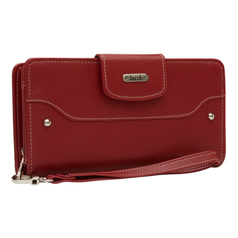 ☾▽✓Jacob International กระเป๋าสตางค์ผู้หญิง V32136 (แดง)