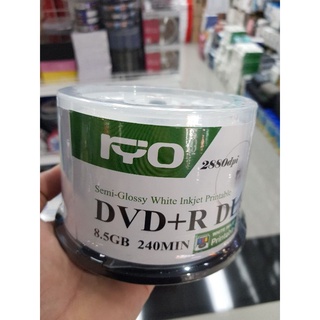 RYO DVD+R DL 8.5GB (Pack 10/50)  8X WHITE Semi-Glossy Inkjet Printable หน้าปริ้น