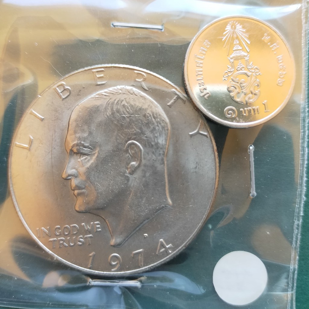 เหรียญหนึ่งดอลล่า อเมริกา ปี 1974 ของแท้ 100 เหรียญต่างประเทศ -  Iamandareyou - Thaipick