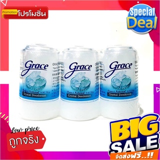 เกรซ โรลออนสารส้ม สีขาว สูตรธรรมชาติ 70 กรัม แพ็ค 3 ชิ้นGrace Crystal Deodorant Pure &amp; Natural 70 g x 3