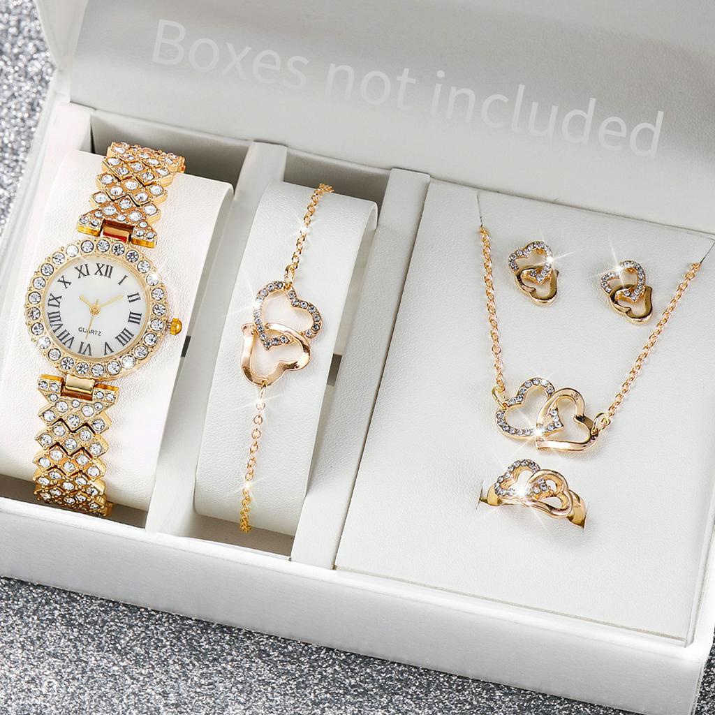แฟชั ่ น Roma Dial นาฬิกาผู ้ หญิงเพชรเต ็ มวงเหล ็ กควอตซ ์ นาฬิกา Rhinestone เครื ่ องประดับหัวใจผู ้ หญิงนาฬิกาเพชรเต ็ มรูปแบบไม ่ มีกล ่ อง