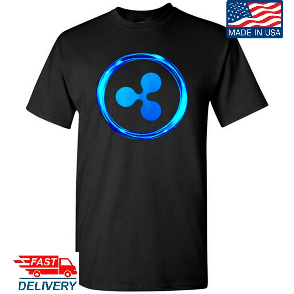 Xrp Crypto บุคลิกภาพที่กําหนดเอง Ripple Xrp Moon เสื้อยืด, เสื้อโลโก้ Xrp แหวนสีน้ําเงิน
