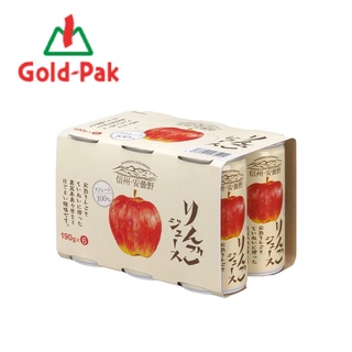 GOLD-PAK AZUMINO APPLE JUICE น้ำแอปเปิ้ลแท้100% จากอะซุมิโนะ ประเทศญี่ปุ่น 190ml x 6กระป๋อง