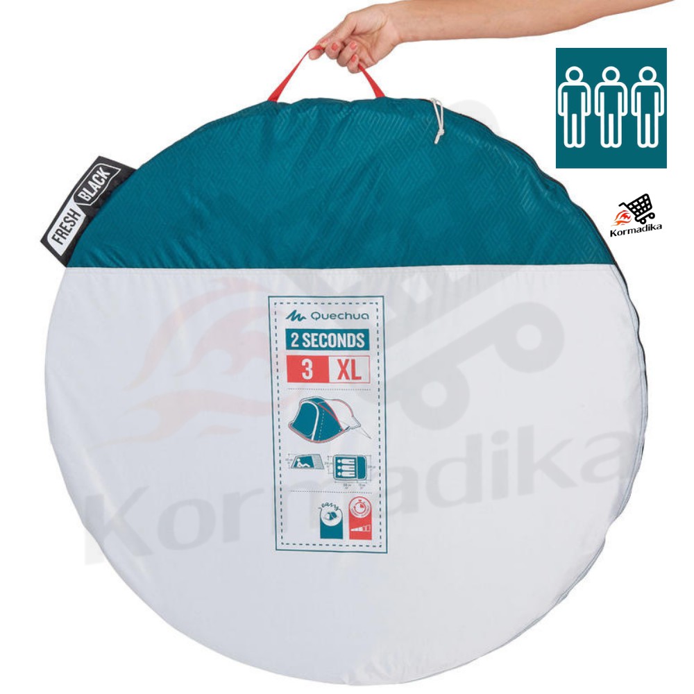 เต็นท์นอน 3 คน เต็นท์ QUECHUA เต็นท์สำหรับ 3 คน  ตั้งแคมป์ รุ่น CAMPING TENT 2 SECONDS - FRESH & BLA