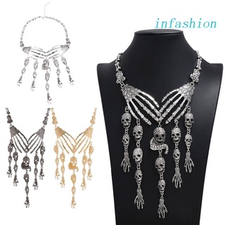 INF Skull Collar Clavicle Chain Horror Necklace Fashion Jewelry Punk Halloween Decor