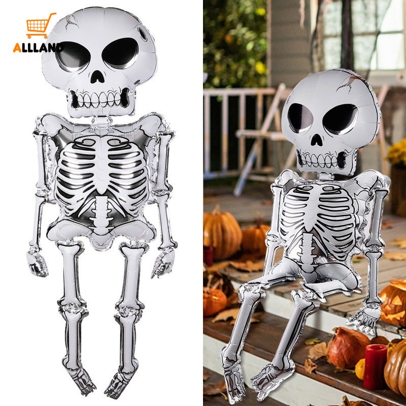 ลูกโป่งโครงกระดูกที่น่ากลัวสําหรับตกแต่งปาร์ตี้ฮาโลวีน-ขนาดใหญ่กะโหลกรูปร่างบอลลูนบรรจุอากาศสําหรับตกแต่งบ้านในร่มกลางแจ้ง