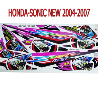 A สติ๊กเกอร์ติดรถมอเตอร์ไซด์ลายการ์ตูน สำหรับ HONDA-SONIC NEW ปี2004-2007 ลายฉลาม V2  สีชมพู