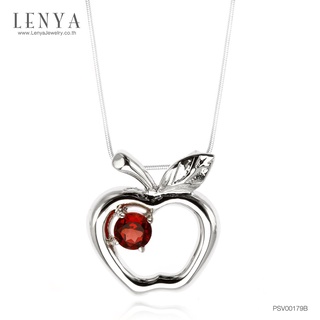 Lenya Jewelry จี้รูปแอปเปิ้ล ผลไม้แห่งความรัก ประดับโกเมน ตัวเรือนเงินแท้ 925 ชุบทองคำขาว ใส่ยังไงก็น่ารัก