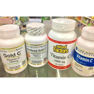 วิตามินซี Gold C (California Gold Nutrition) Vitamin C 1,000 mg, แบบ Buffered 750mg, 21st Century, Rosehip และ Quali-C