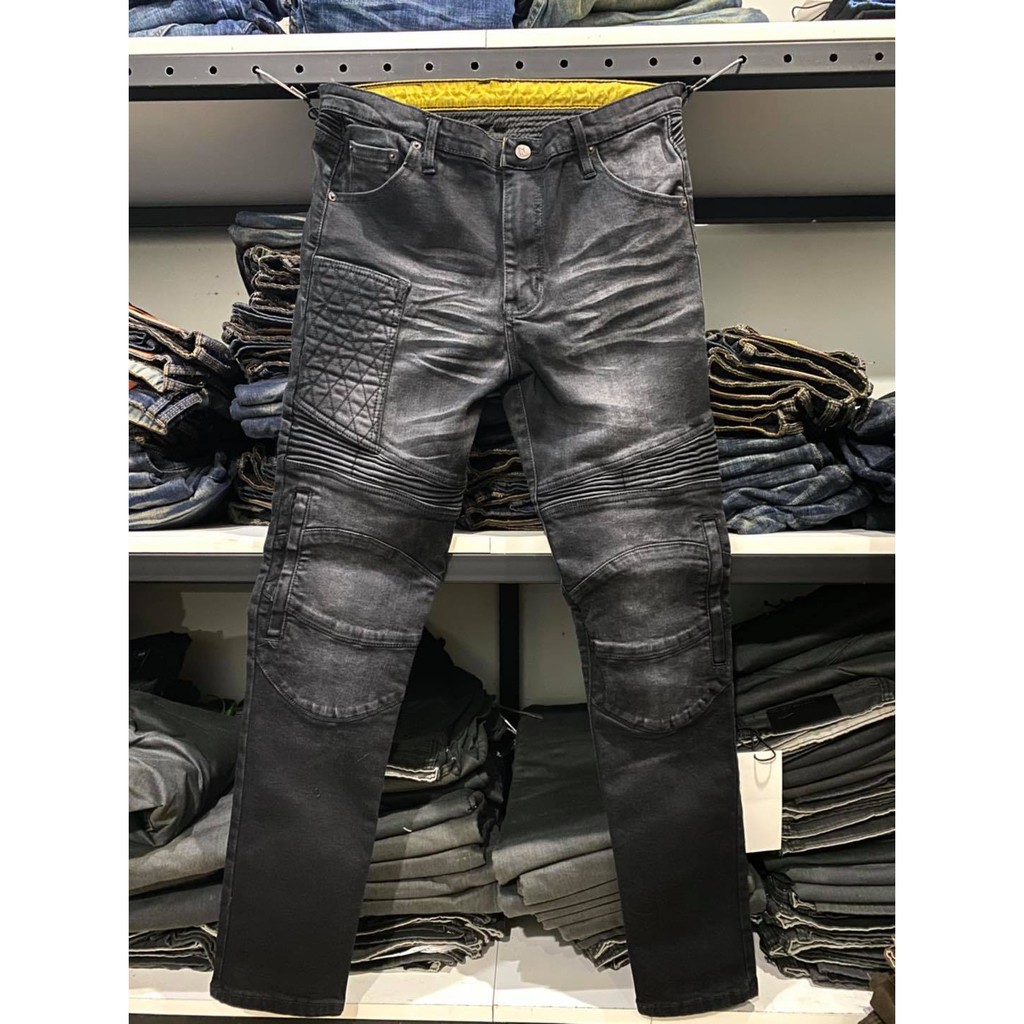 MANTA DENIM FU09 กางเกงการ์ด ยีนส์ดำฟอก มีช่องใส่โทรศัพท์ รุ่นใหม่ล่าสุด!!!เสริมกระเป๋าข้าง บุบกระเป