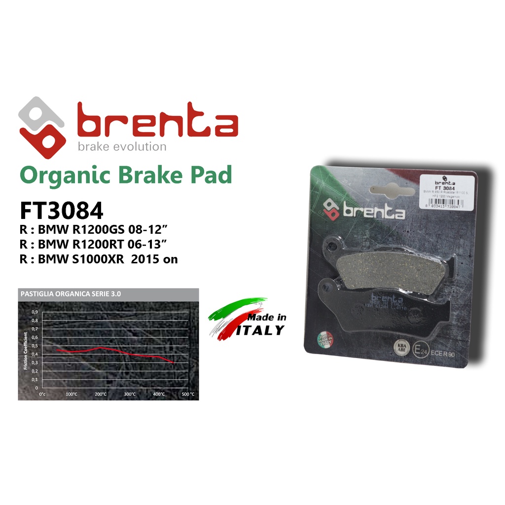 ผ้าเบรคหลัง BRENTA FT3084  BMW F800R 09-11 R1100GS 93-99  R1150GS 03-06 R1200GS 04-07 K1200R 05-09