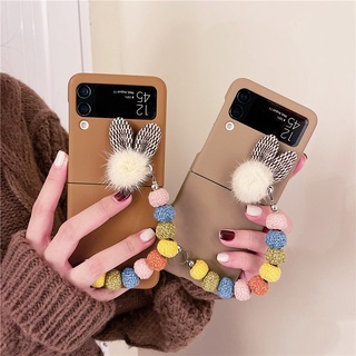 เคสโทรศัพท์มือถือ PC แข็ง แบบใส กันกระแทก พร้อมสายคล้องมือ สําหรับ Samsung Galaxy Z Flip 4 5G Z Flip 3