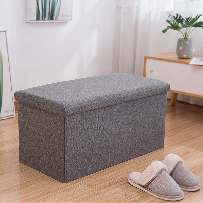 2 in 1 กล่องเก็บของพับได้ เก้าอี้สตูล เก้าอี้เก็บของนั่งได้ โซฟาสี่เหลี่ยม กล่องเก็บของนั่งได้