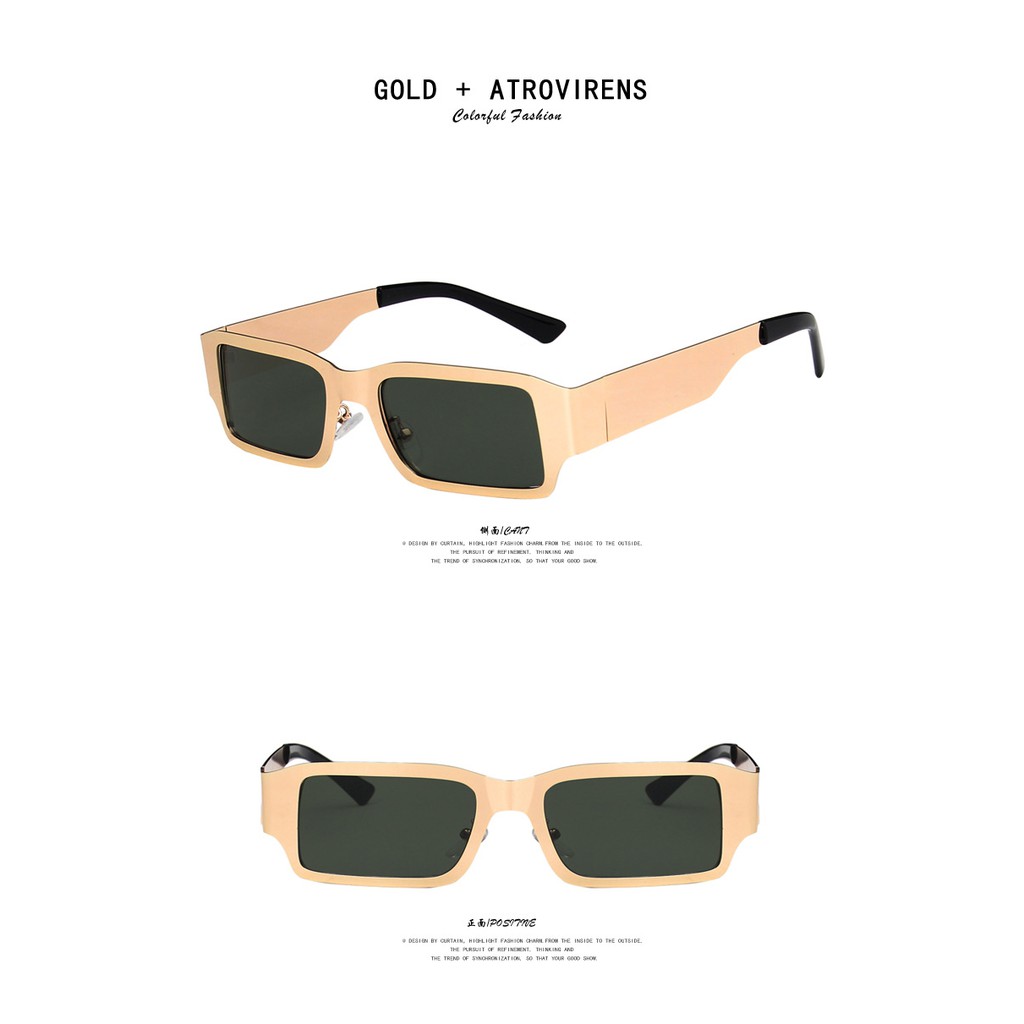 แว่นกันแดด ทรงสี่เหลี่ยม กรอบโลหะ ขนาดเล็ก กัน UV400 สไตล์ฮิปฮอป คุณภาพสูง - รูปที่ 5