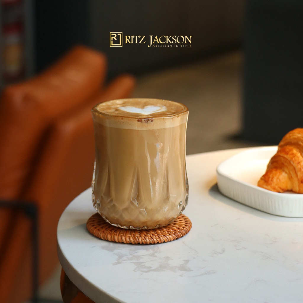 ถ้วย GLASS ทนความร้อนคุณภาพสูงด้านล่างลายเพชรคม ถ้วย GLASS ก้นกลม ถ้วยหินประณีต -แก้ว PINEAPPLE