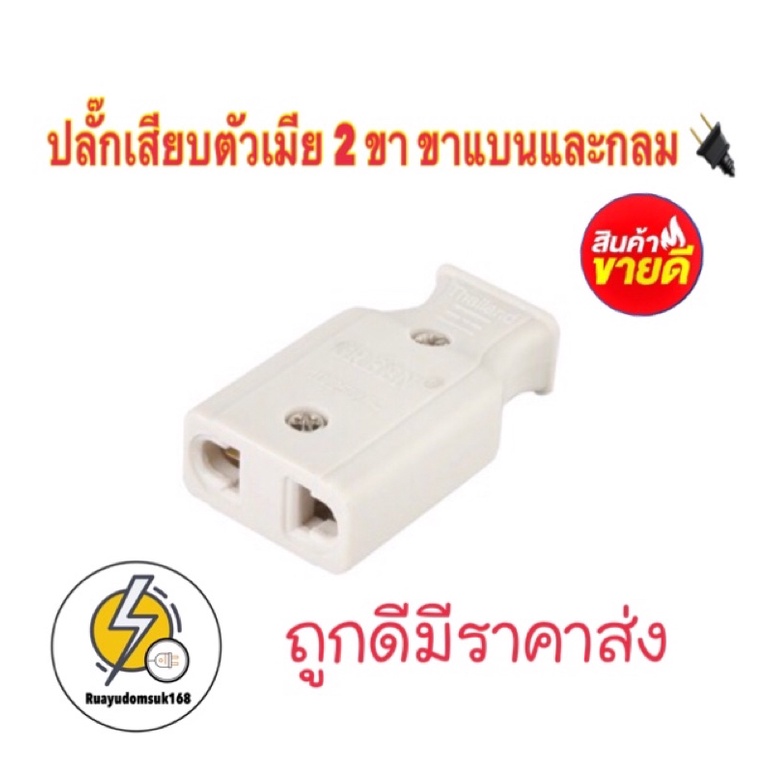 ปลั๊กเสียบปลักตัวเมีย 2 ขา ขาแบนและกลม มี #ราคาส่ง จำหน่าย  6 , 12 , 24 , 36 ชิ้น