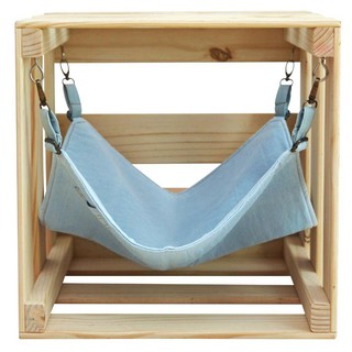 เซ็ตเปลนอนพร้อมลังไม้ สียีนส์ซีด PET HAMMOCK SET FADE DENIM