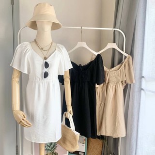 Paris Silk Dress⛱🍰 เดรสผ้าซิลค์เนื้อดีมาก เน้นความสบายรับซัมเมอร์พริ้วๆ เรียบหรูดูแพง ด้านหลังเป็นสม็อก