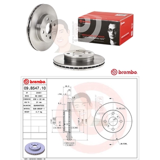 09 B547 10 จานเบรค ล้อ F (ยี่ห้อ BREMBO) รุ่น Std TOYOTA Corona AT171 ปี 1988-1996