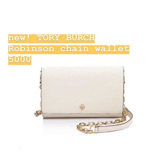 TORY BURCH Robinson chain wallet in white