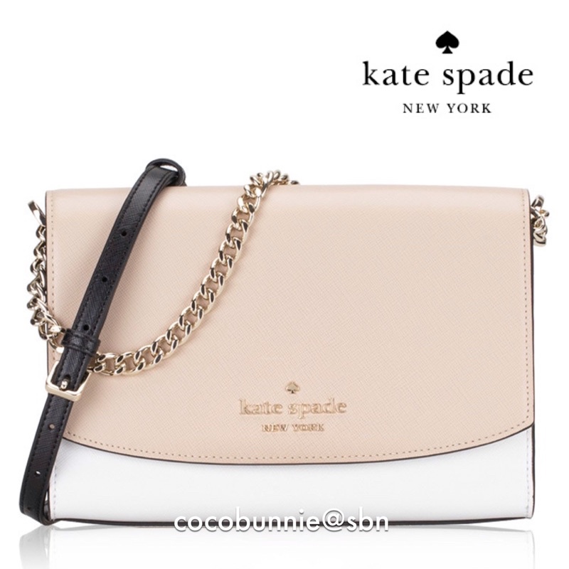 พร้อมส่ง กระเป๋าสะพาย KATE SPADE New York Carson Colorblock Convertible Crossbody สีทูโทน ครีม/ขาว อะไหล่ทอง WKR00102