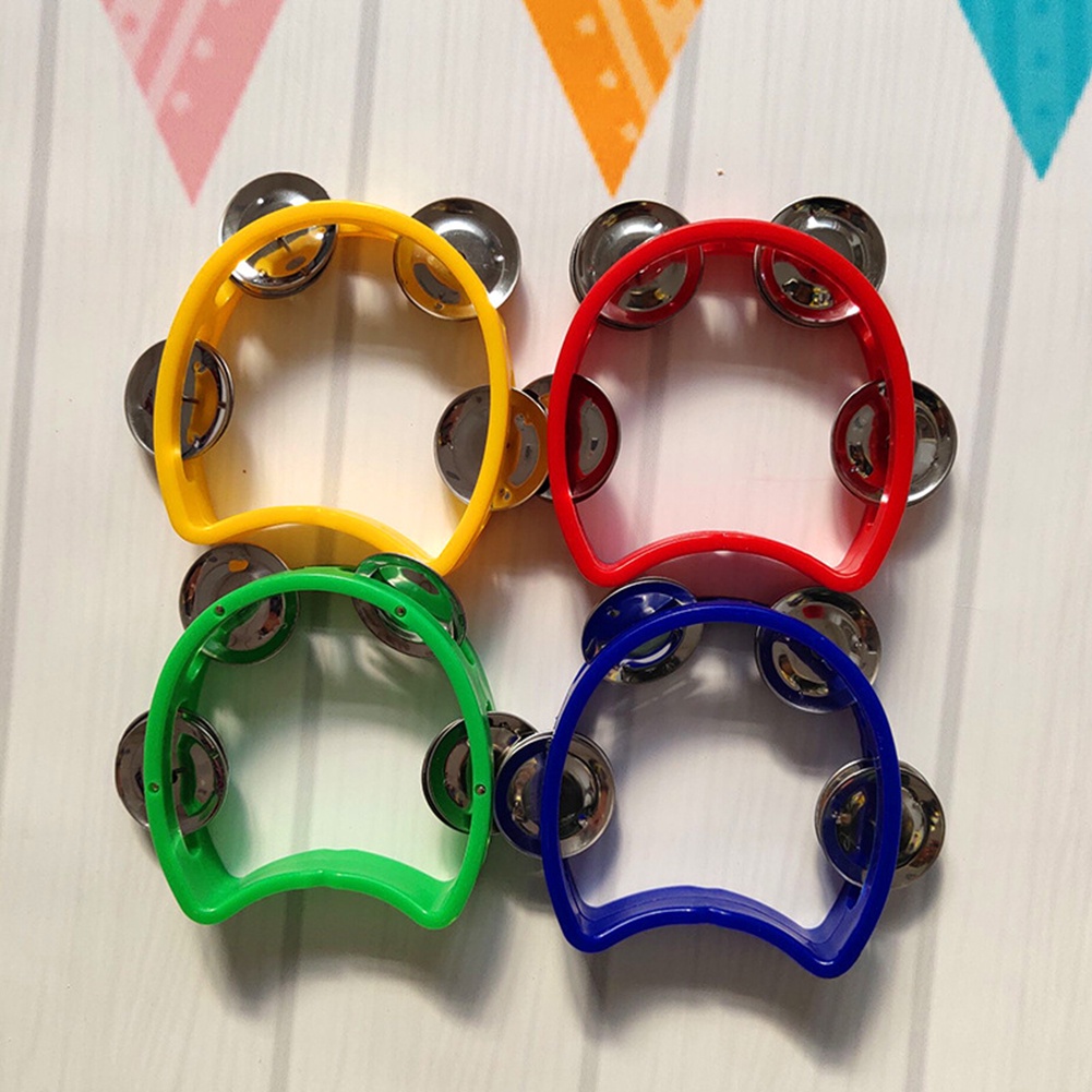 4pcs Toy Musical Instrument Tambourine Jingles Hand Rattle Bell Orff