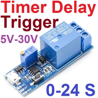 รีเลย์หน่วงเวลา 0-24 วินาที ใช้ไฟเลี้ยง 5V-30V สั่งงานผ่าน arduino ได้ Delay Relay Timer delay switch Timer Module Trigg