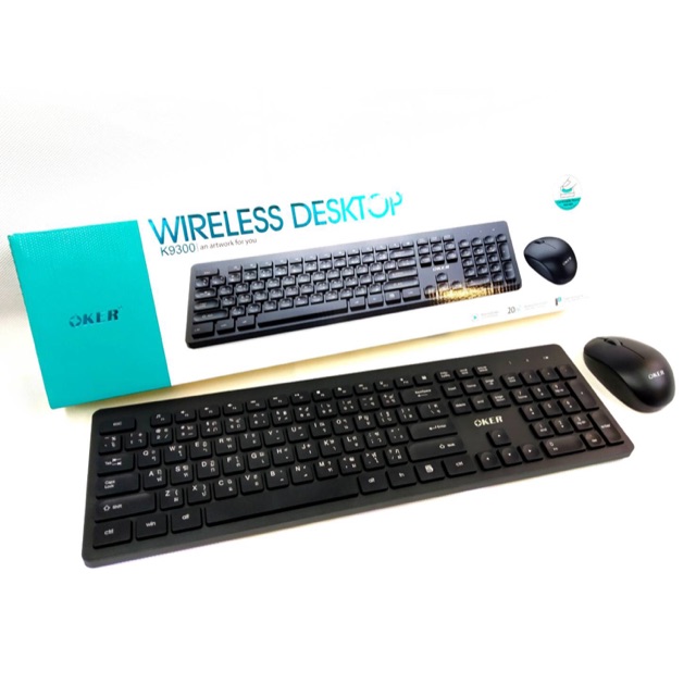 OKER ชุดคีบอร์ดเมาส์ไร้สาย Wireless Keyboard Mouse Combo Set รุ่น K9300