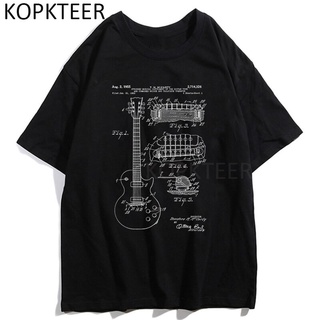 Gibson GUITARS GIBSON GUITARS เสื้อยืดลําลอง ผ้าฝ้ายแท้ แขนสั้น พิมพ์ลายกีตาร์ สําหรับผู้ชาย @-