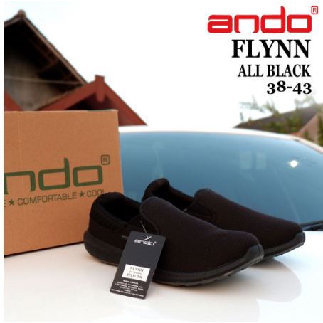 ANDO BRAVA ALL BLACK/FLYNN Slip On Mens Shoes Size 38-43 รุ่นใหม่ล่าสุด