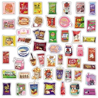 การ์ตูนขนมอาหารสติกเกอร์กันน้ํา 50 ชิ้นน่ารัก Graffiti สติกเกอร์ Pack สําหรับโทรศัพท์จักรยานรถจักรยานยนต์หมวกกันน็อคแล็ปท็อป Decal