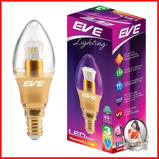 หลอดไฟ LED หลอดไฟ หลอด LED EVE GEN 3 CANDLE 3 วัตต์ WARMWHITE E14 
 หลอด LED ขั้ว E14 ขนาด 3 วัตต์ ทรงเปลวเทียน (Candle)