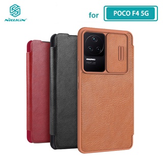 POCO F4 เคส Nillkin Qin Pro บัตรกระเป๋ากระเป๋าสตางค์กระเป๋าหนังพลิกปกสำหรับ Xiaomi POCO F4 5G กรณี