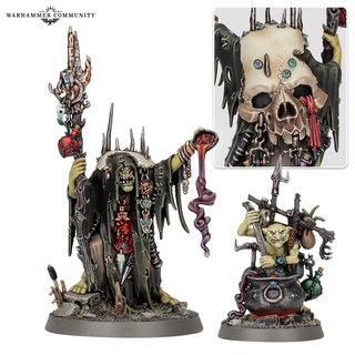 Warhammer AOS : Orruk Warclans : Swampcalla Shaman with Pot-grot