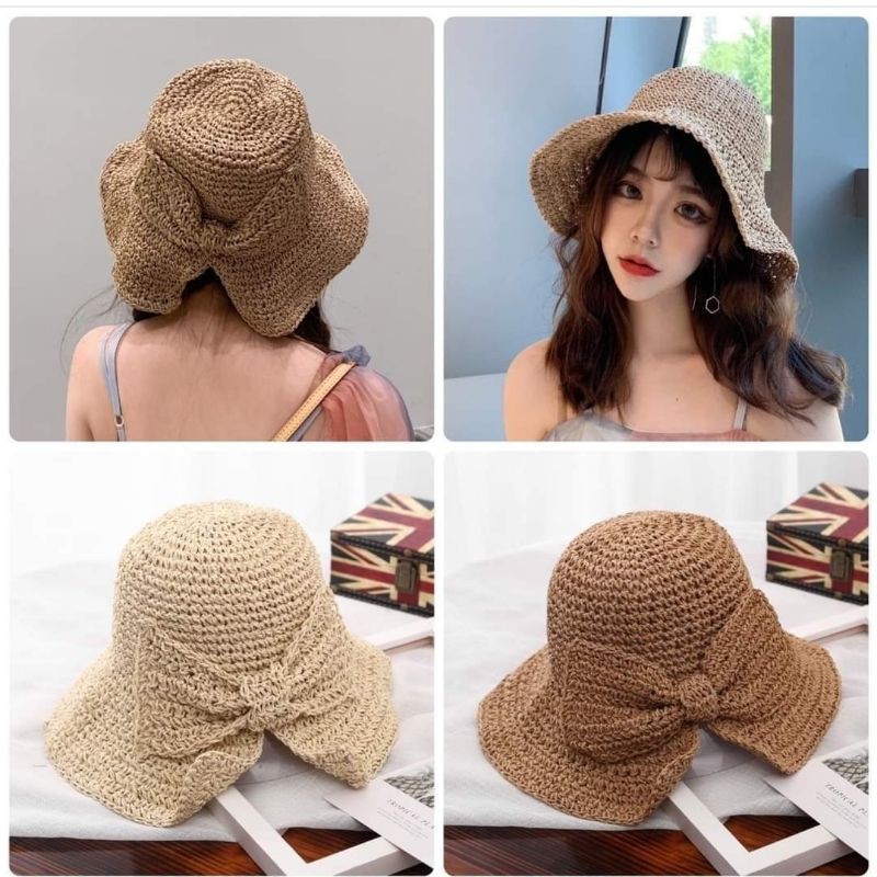 ฺB090 [พร้อมส่งจากไทย] หมวกบักเก็ต ปีกกว้าง ผู้หญิง