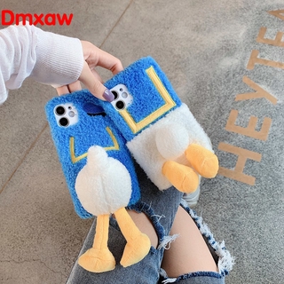 Cute Plush Phone Case Samsung Galaxy J8 A6 J4 J6 A8 Plus J4+ J6+ A7 A9 2018 S10 S9 S8 Plus S7 Edge Warm Case Donald Duck Carton Case