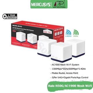 Mercusys Router Mesh Wi-Fi AC1900(Gigabit Port) รุ่นHalo H50G(1แพ็ค/3ตัว)ประกัน1ปี