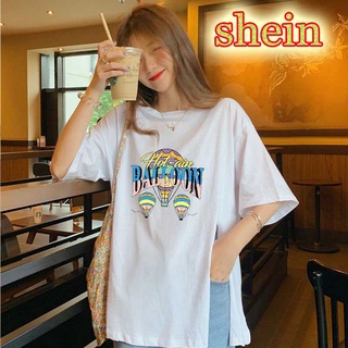 shein 53/54 เสื้อยืดสาวอวบ เสื้อผ้าแฟชั่นเกาหลี OversizesT-shirts เสื้อเดรส แขนสามส่วน เสื้อโอเวอร์ไซส์ผู้หญิง