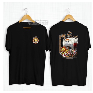 เสื้อยืด พิมพ์ลายการ์ตูนญี่ปุ่น SUNNY GO Ship LUFFY CREW ONEPIECE โอเวอร์ไซซ์ 30s สีกากี สําหรับผู้ชาย ผู้หญิง